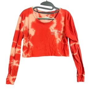 Equilibrium Tie Dye Long Sleeve Cropped Top Orange "Born In Mexico" Size L